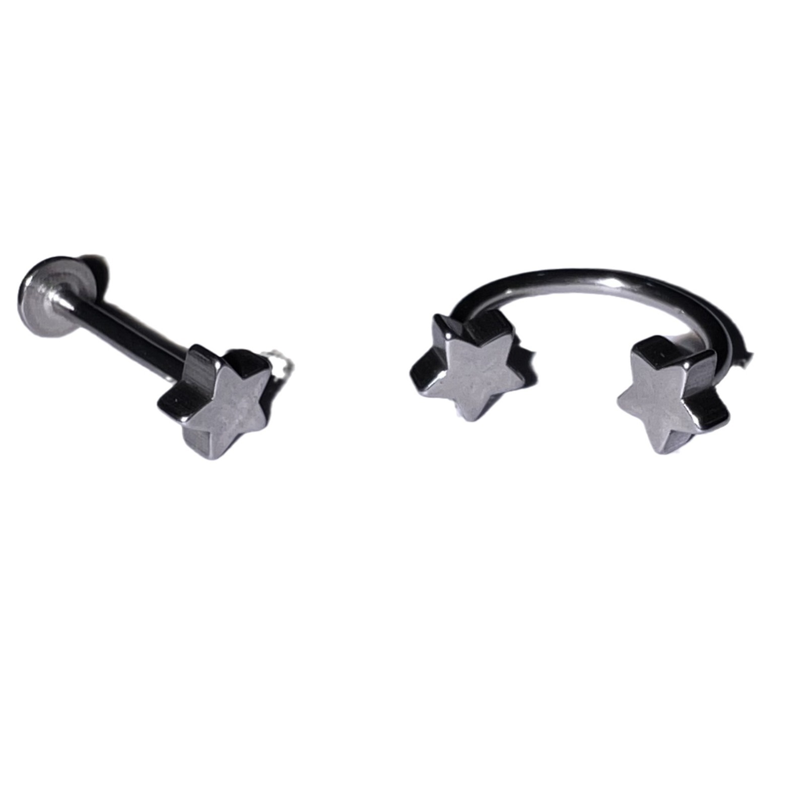 Anel Pentagrama, Piercing Labial, Joia de Piercing em Aço Inoxidável, Piercing de Orelha Estilo Punk para Homens e Mulheres, Crossborder_voghion.com