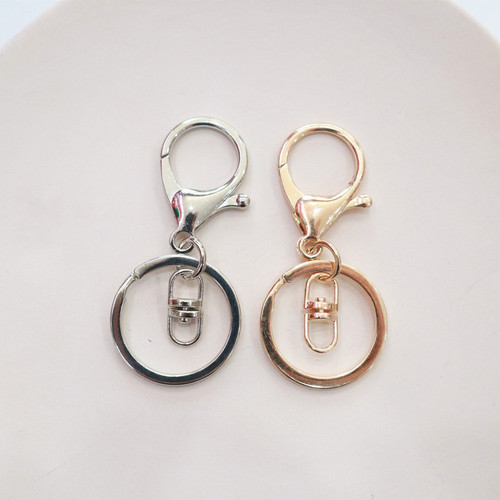 Electroplated metal lobster keychain three-piece set jewelry DIY jewelry accessories car eight-character four-character chain keychain
