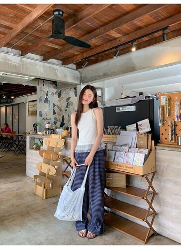 220g 40 Pieces Cotton-Like Lace Edge Splicing Tank Top Women's Fitted Sleeveless White American Style