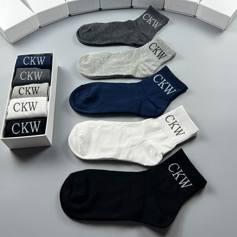 CK W Socks Men's Deodorant Sweat Absorbing Deodorant Socks Breathable Men's and Women's Invisible Casual Fashion Sports Socks