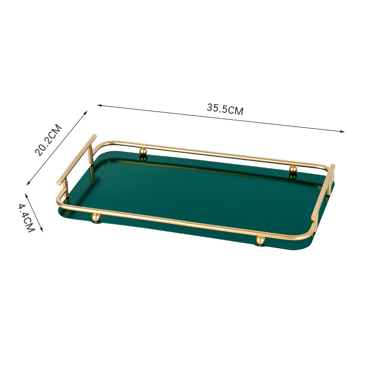 Luz dorada de lujo bandeja de acero inoxidable rectangular Hotel hogar taza de té taza de café postre taza de agua mesa de té de almacenamiento