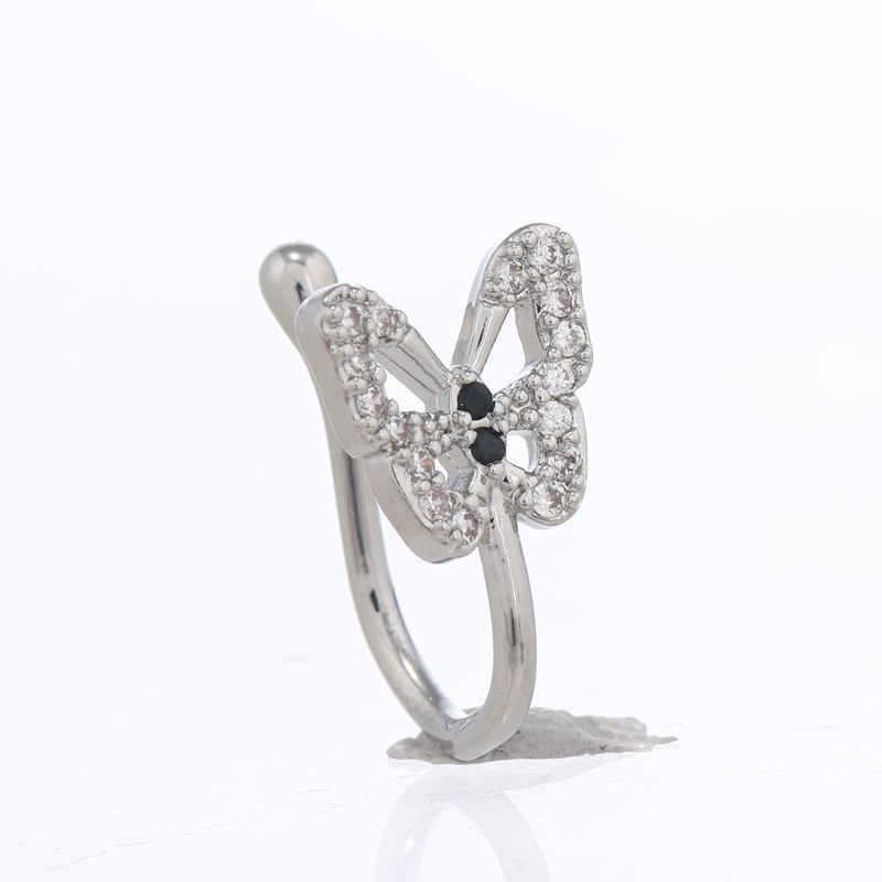 Fashion Moon Crown Alloy Inlay Zircon Nose Ring 1 Piece