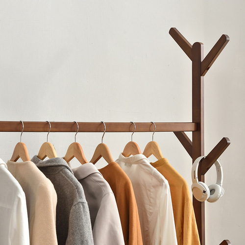 Jiayi solid wood floor-standing clothes rack simple bedroom clothes hanger creative coat rack factory direct sale