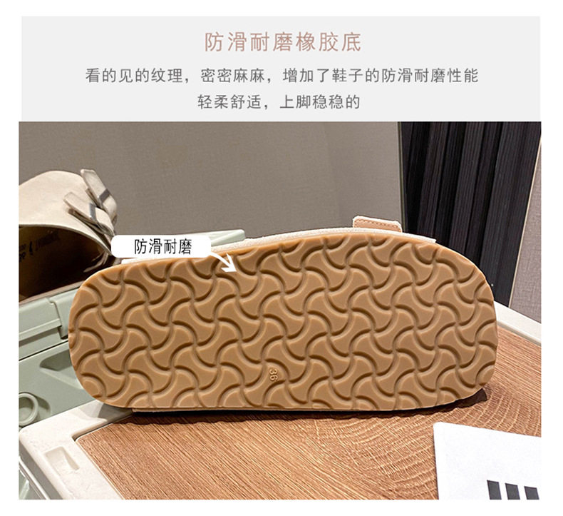 Dép sandal nữ quai ngang khóa cài cổ điển đế dày, mũi vuông, đi ngoài — Màu bạc, Màu mơ chi tiết 10