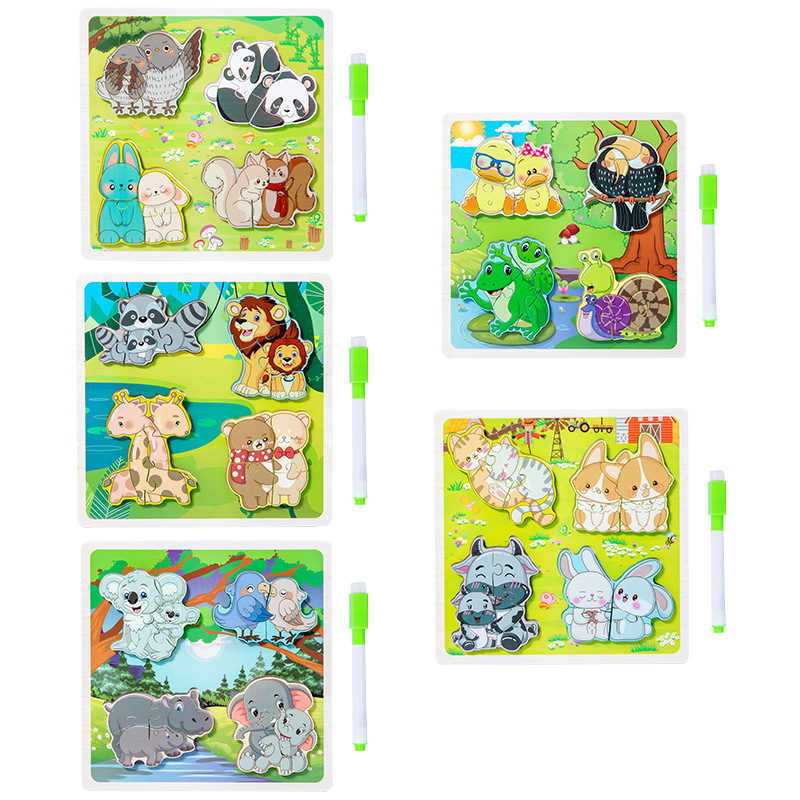 Juguetes de bloques para niños dibujos animados rompecabezas tridimensionales puzzle educación temprana interesante puzzle puzzle