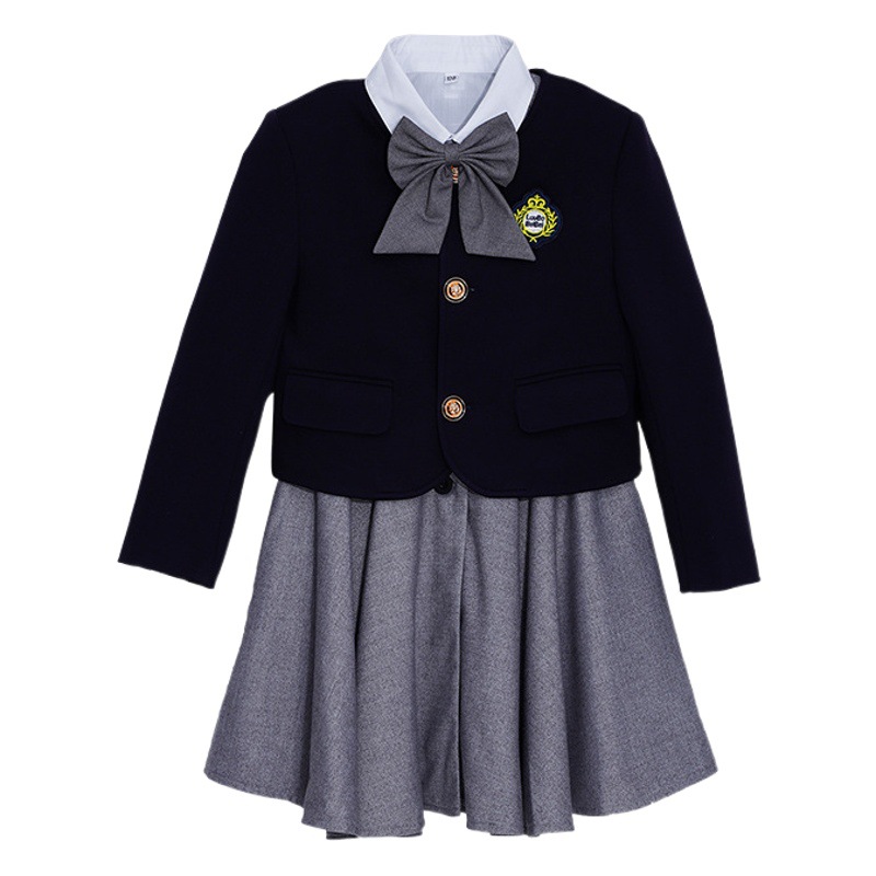 Children's School Uniforms, Kindergarten Uniforms, Girls' Spring and Autumn Suits, British Academy Style, Primary School Students' Graduation Photo Performance Clothes