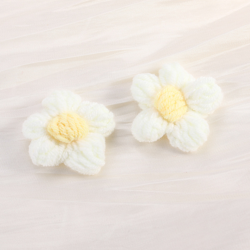 手工编织泡芙花棉毛线钩织花朵辅料 diy饰品配件胸花包包服装配饰|undefined