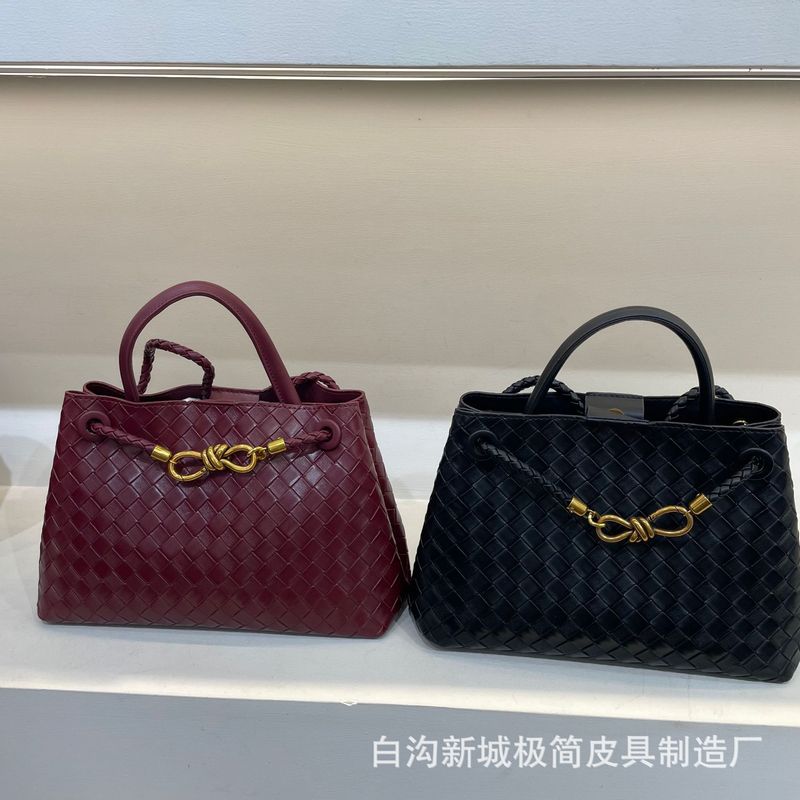 秋冬新款手提包大容量托特包美拉德棕色编织包复古时尚单肩斜挎包|undefined