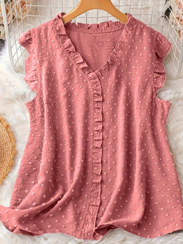 American Style Plus Size 2024 Summer Sports Loose V-Neck Shirt with Fresh Floral Edges and Cool Sleeveless Top American Style Plus Size 2024 Summer Sports Loose V-Neck Shirt with Fresh Floral Edges and Cool Sleeveless Top