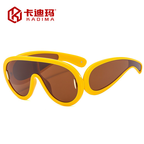 European and American new fashion one-piece large-frame sunglasses men's wide-leg sports sunglasses cross-border punk futuristic glasses