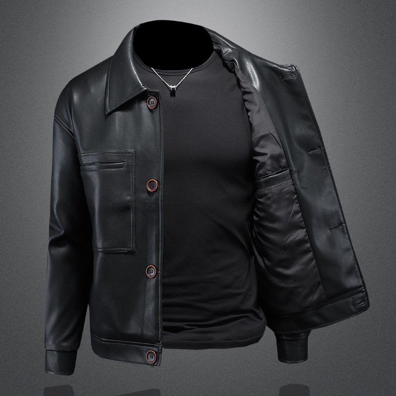 Hombres primavera y otoño coreano 2024 otoño y invierno nuevo abrigo de cuero chaqueta de cuero PU casual hombre abrigo de locomotora corto