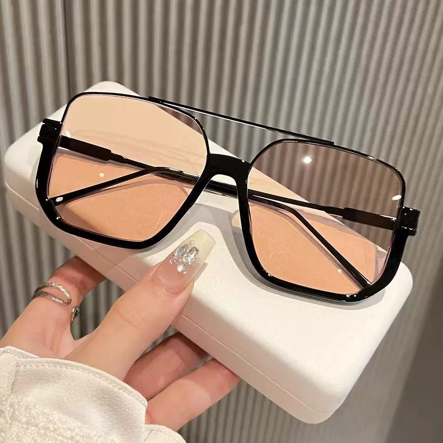 复古下半框茶色墨镜女高级感欧美时尚网红素颜自带妆感美妆太阳镜