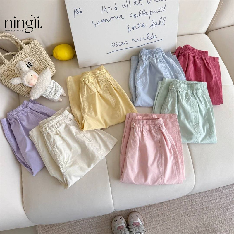 Ningli 女の子韓国スタイルカジュアル防蚊パンツ西洋スタイル 25 夏の新しいワイドレッグパンツ女の赤ちゃん薄いルーズパンツ|undefined