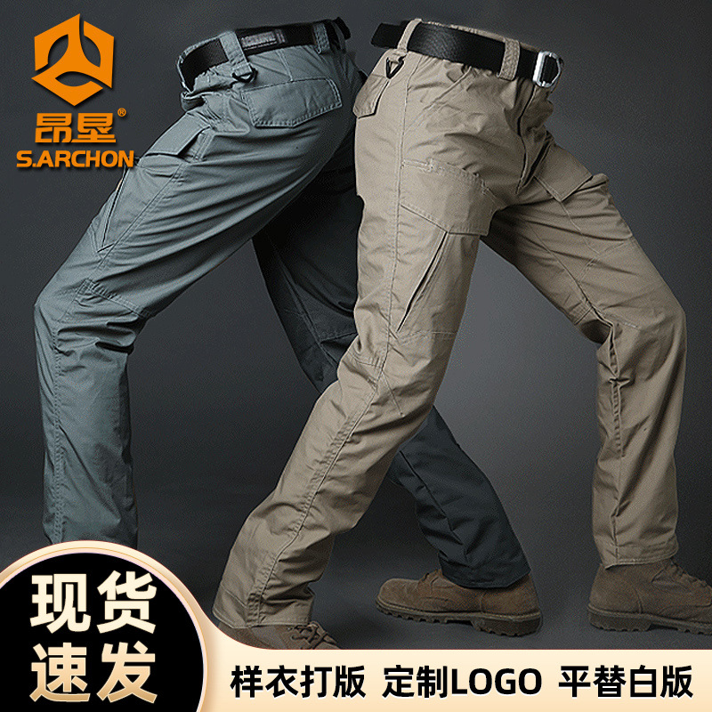Angken Tactical Pants for Men, Spring and Autumn, Elastic, Wear-Resistant, Windproof Work Pants, Outdoor Military Training Pants, Multi-Pocket Combat Pants