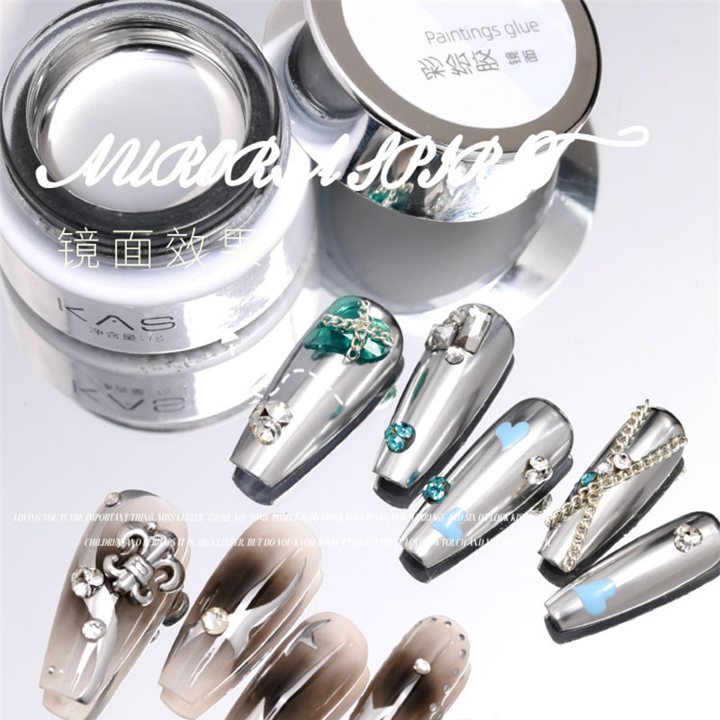 Estilo japonés conservado espejo metal pegamento de alto brillo líquido plata flash platino línea de tracción gancho pintado uñas arte especial