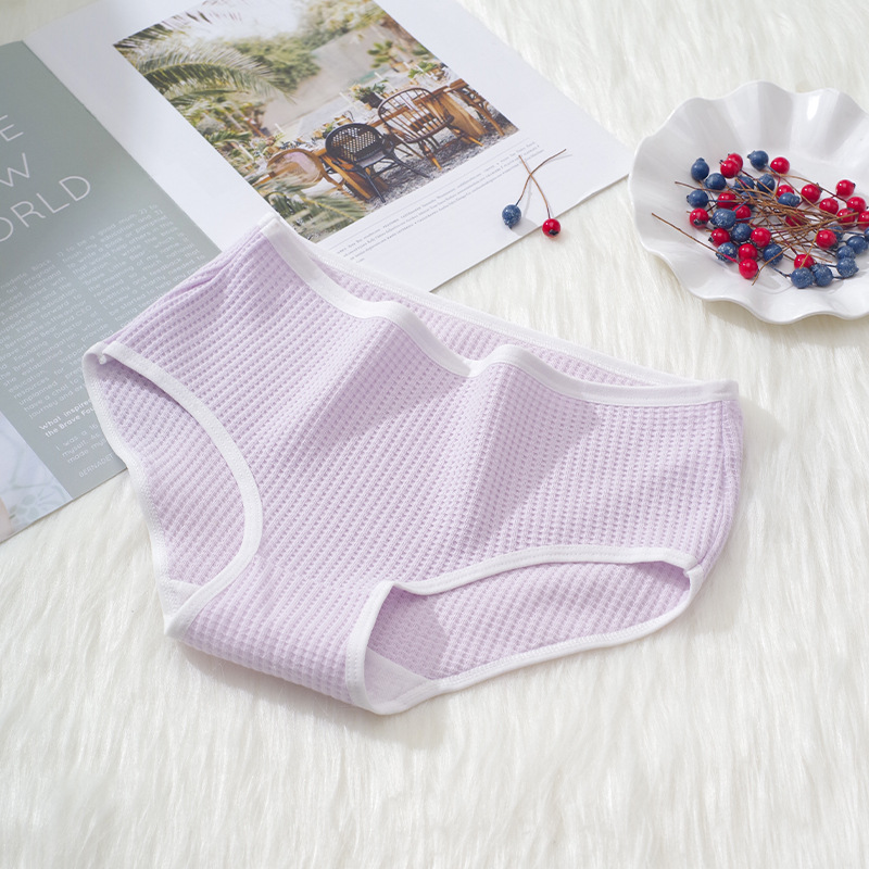 En stock 5A ropa interior antibacteriana para mujer hilo de verano fino transpirable color caramelo algodón Mediados de cintura chica estudiante ropa interior