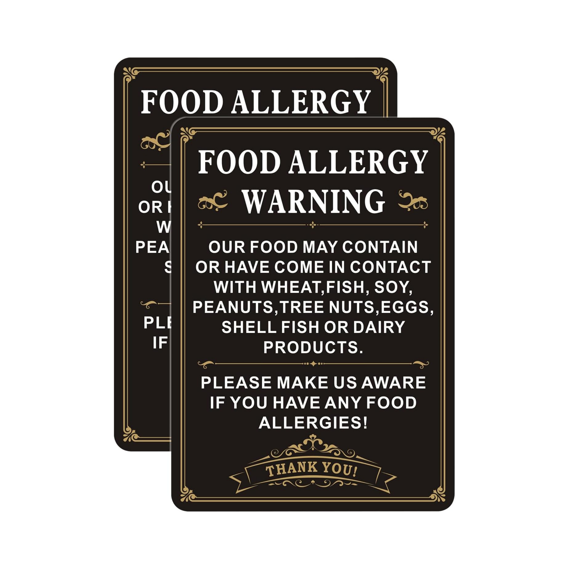 跨境热销黑色亚克力食品过敏警告标记适用于餐厅饮食店小心过敏标