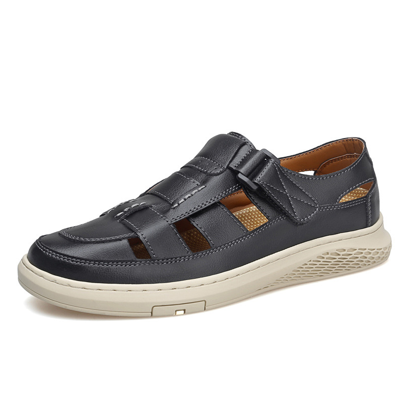 Sandallas de cuero para hombres de alta calidad, zapatos de playa de verano para conducir fuera de casa, anti-deslizante, sandalias de cuero de vaca, sandalias para hombres
