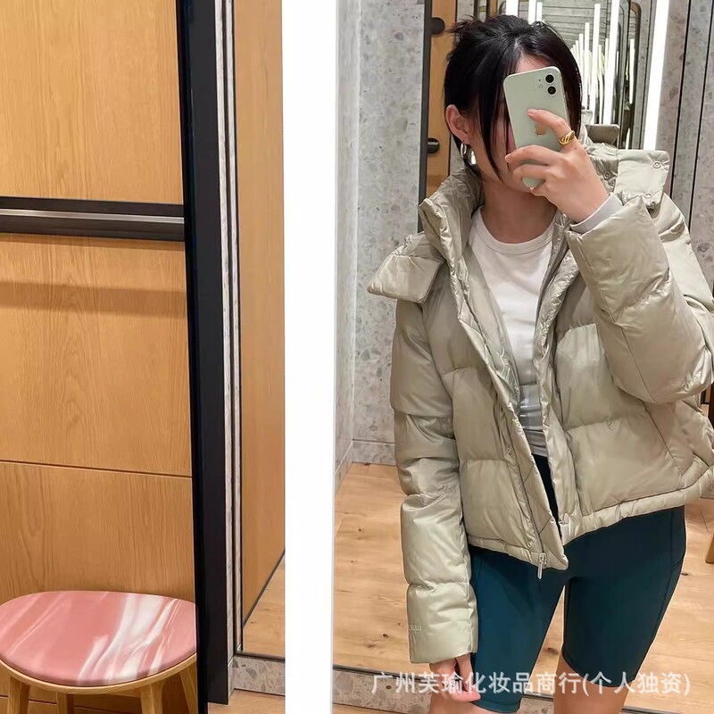 lulu同款原标Wunder Puff四格泡芙羽绒服白鸭绒连帽外套女高品质|undefined