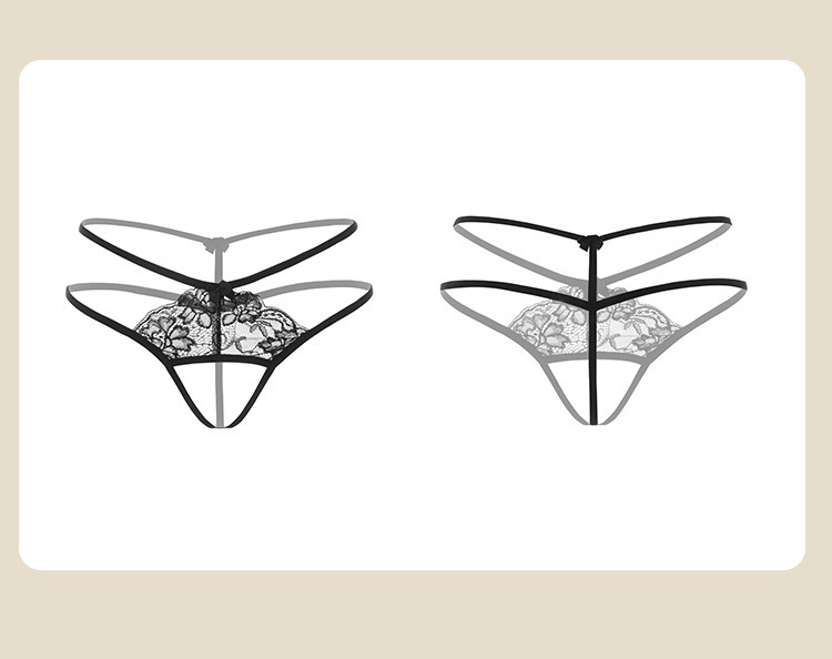 Feimu Nighttime Dream Lace Sheer Nightdress with Matching Thong, See-through Mesh, Open Crotch, One Size — detail image 30