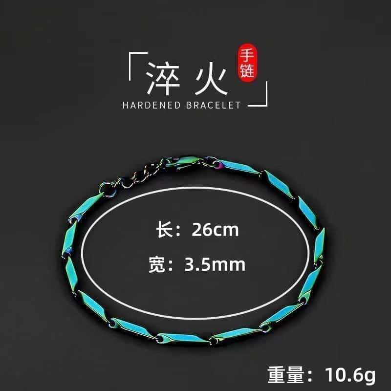 Trendy men's titanium steel rainbow bracelet quenched bamboo leaf chain fashion Joker bracelet for men and women wholesale a generation of hair Trendy men's titanium steel rainbow bracelet quenched bamboo leaf chain fashion Joker bracelet for men and women wholesale a generation of hair
