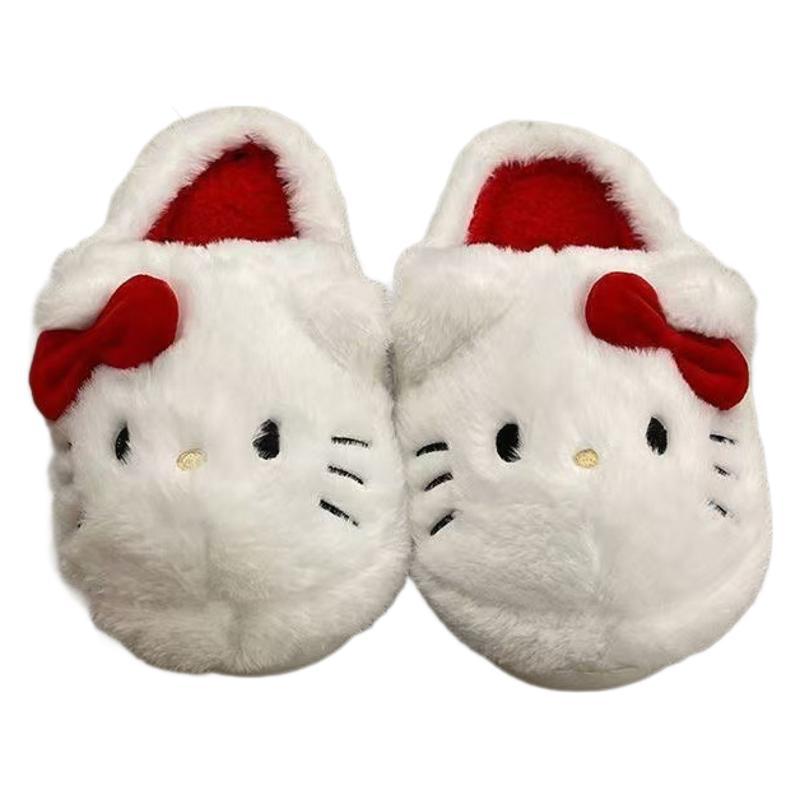 Zapatillas de algodón de Kitty 2026 nuevo lindo otoño invierno casa interior para hombres y mujeres dormitorio zapatillas de cabello