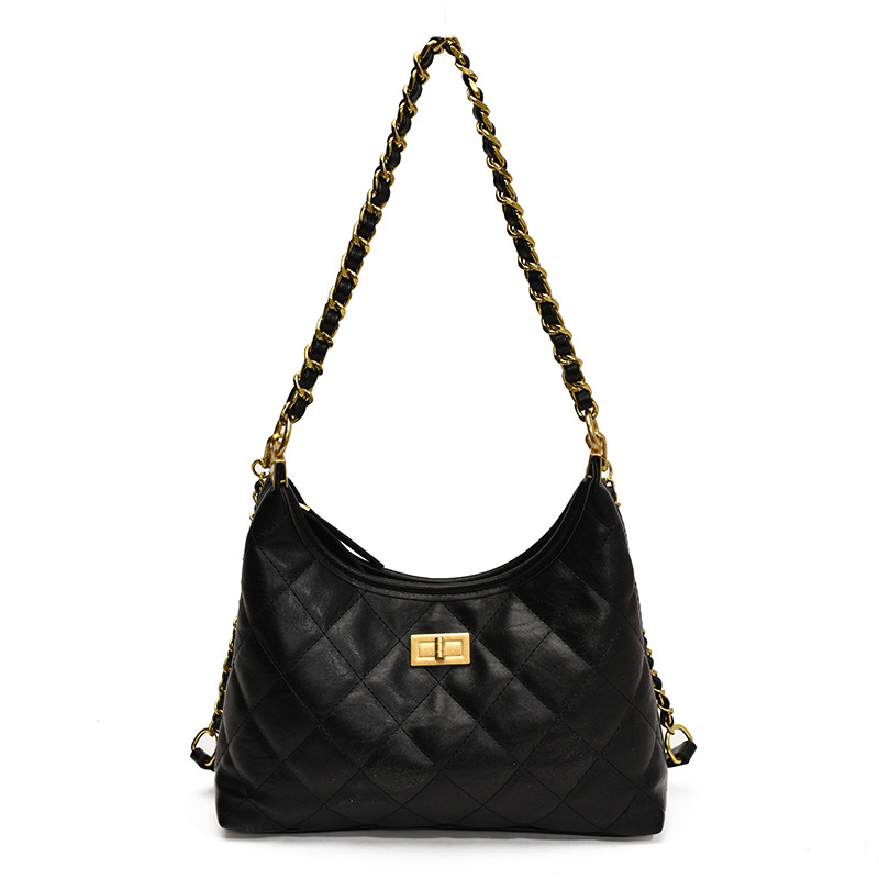 Bolso de cadena de diamante de alta calidad para mujeres 2025, otoño y invierno nuevo estilo retro bolso de bolsas de bolsas fragrantes, textura plegable, mochila