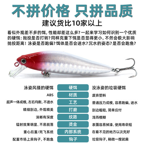 [Confidence Bait for Beginners] Long-range Slow-Sinking Mino Silver Broad Knife Micro Object Mino Black Pit Blackfish Mandarin Fish One Piece Dropshipping