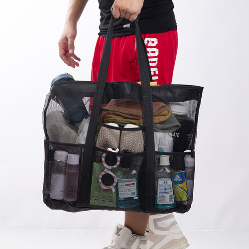Mesh Shower Tote 8 Storage Bags Handy Bathroom Storage Bag Large Shower Basket Portable Beach Bag