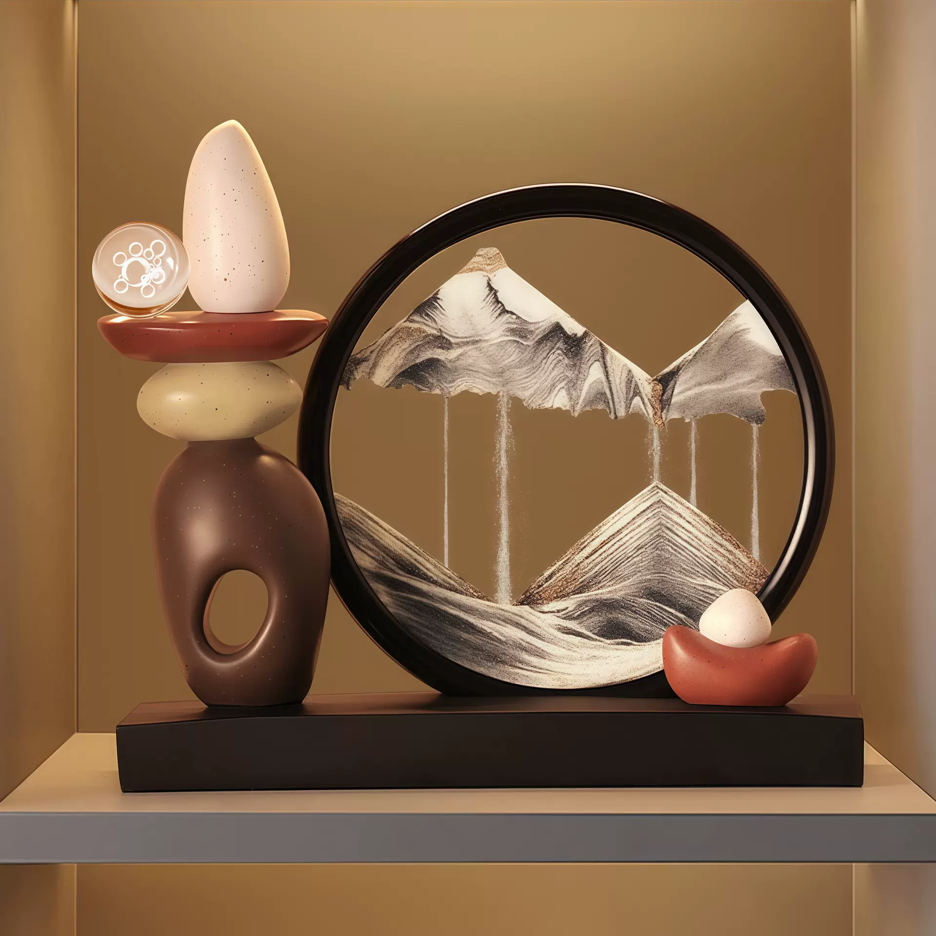 时来运转流沙画摆件轻奢酒柜装饰品客厅餐边柜家居办公室感礼物