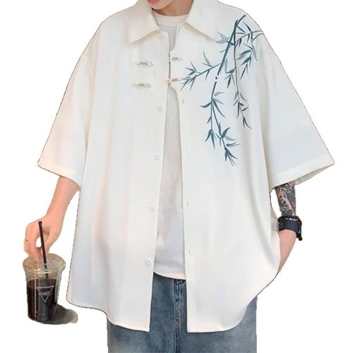 New Chinese Style National Bamboo Embroidery Short-Sleeve Shirt for Women, Summer Casual Tang Suit Jacket with Cool Chic and High-End Feel