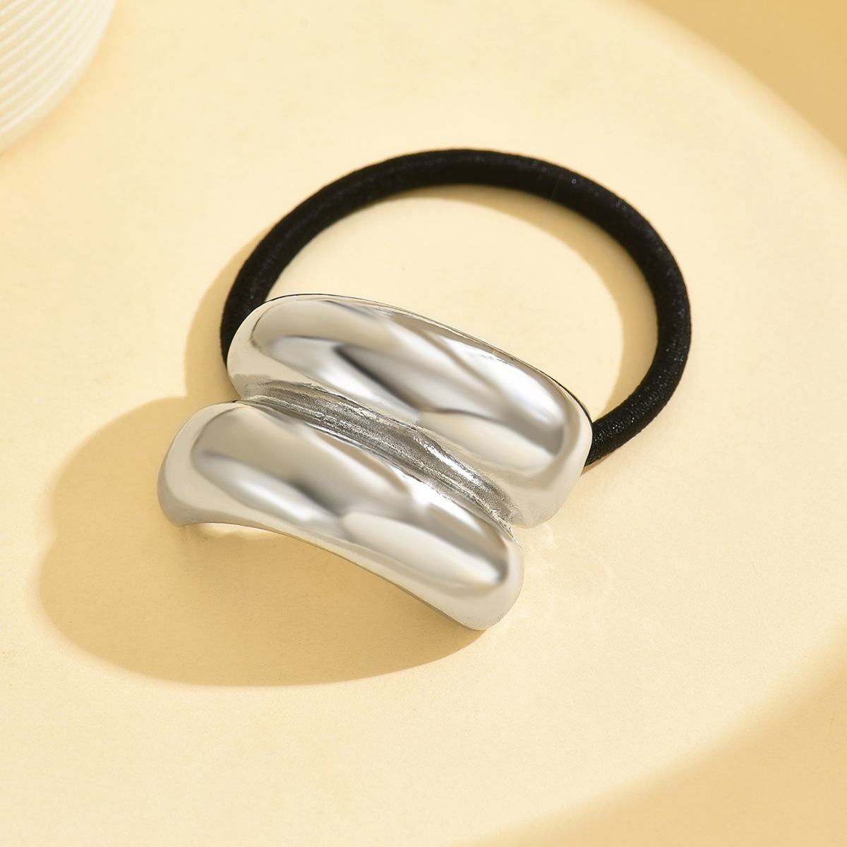 Cen Fan joyería transfronteriza nueva personalidad metal cóncavo elástico anillo de cabello cuerda de cabeza elástica de alta geometría simple joyería para el cabello