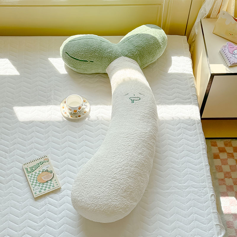 almohada de brotes de frijoles suaves, almohada de brazo larga, almohada de cama para niñas, almohada de cama lateral para niños, almohada desmontable y lavable