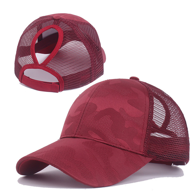 Ademende, bedrukte paardenstaart mesh casual veelzijdige zonnehoed voor dames in de zomer met eendenbekpet_voghion.com