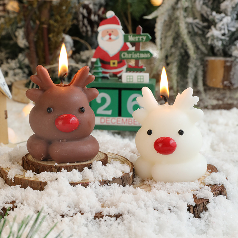 Navidad aromaterapia vela al por mayor regalo creativo lindo ciervo aromaterapia vela alces regalo de la mano