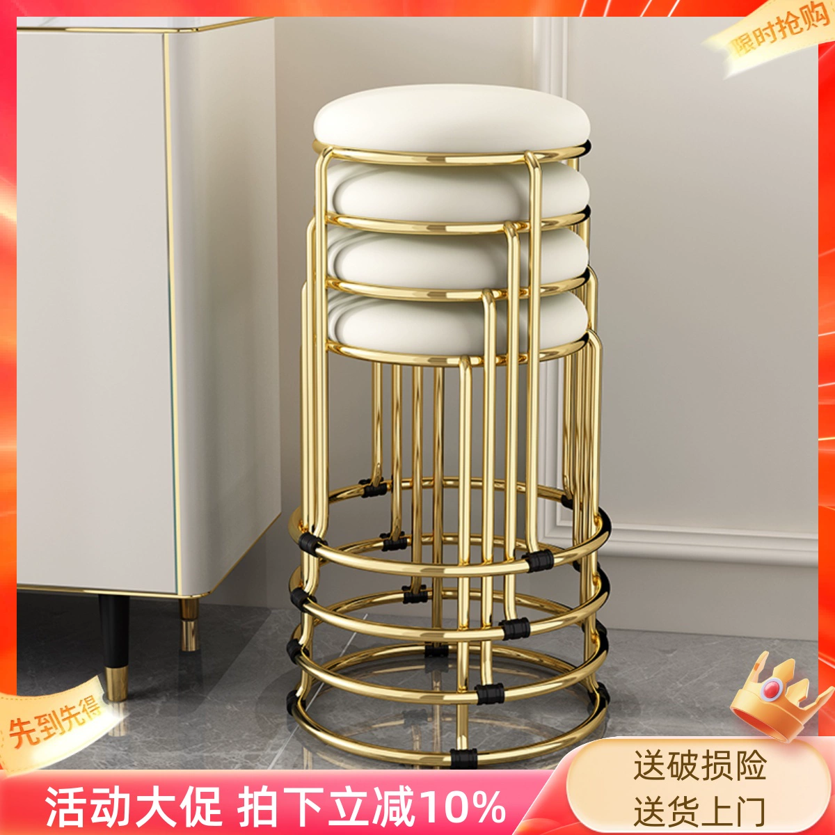 Легкие экстравагантные табуретки для домашнего использования стек красный низкий табурет современный простой обеденный стол стул скамейка северный маленький круглый табурет