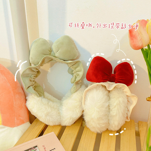 Yilan internet celebrity style ins style winter earmuffs, plush and warm, Korean style cute warm earmuffs, girly heart windproof earbags