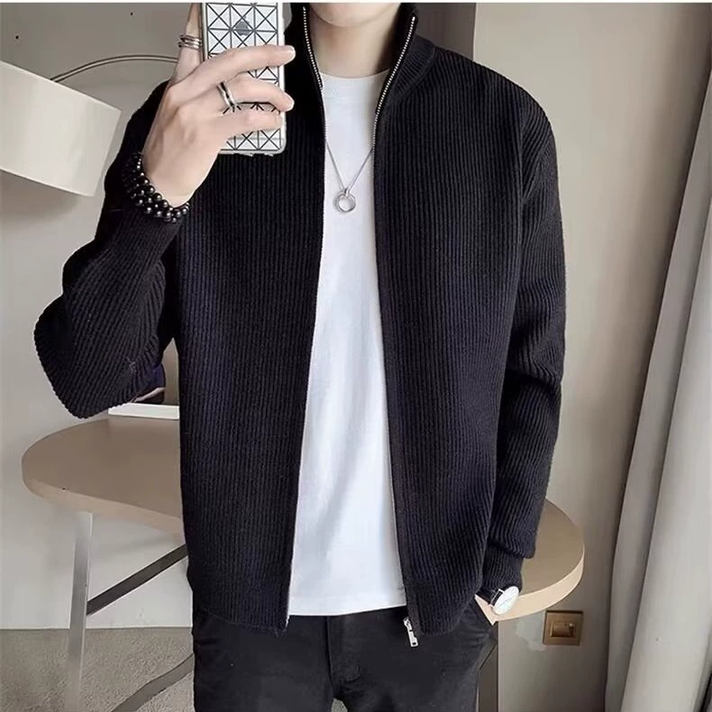 Knitted cardigan, men's autumn demi-season sweater, jacket with zipper
