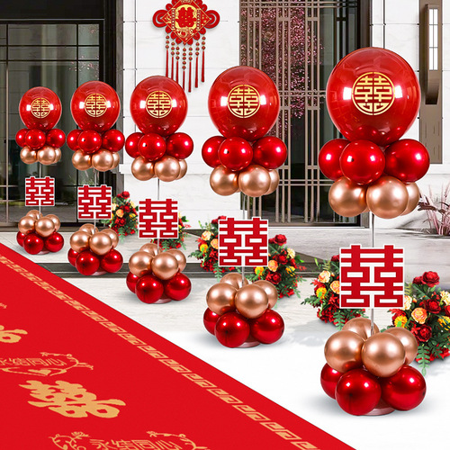Rural outdoor wedding pillar road guide balloon wedding exterior layout decoration wedding room floor floating set wedding supplies