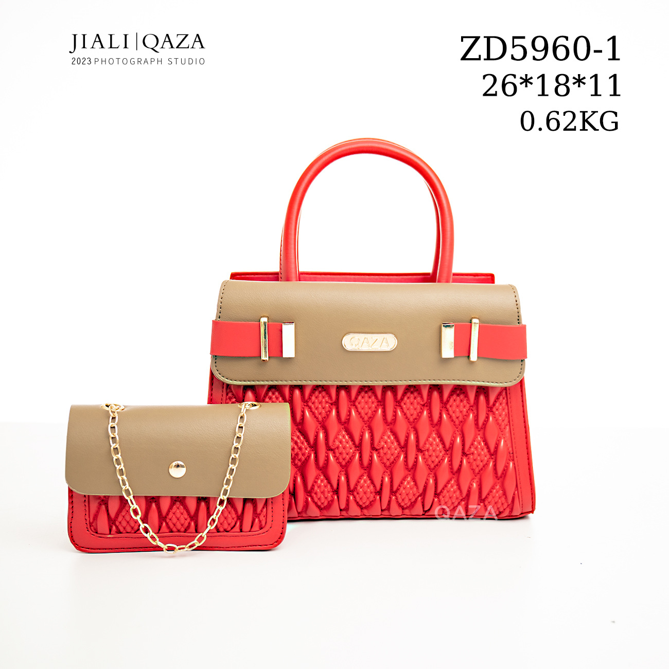 QAZA transfronterizo de gran capacidad bolso de mano para las mujeres 2023 nueva moda de cuero PU bolso de las mujeres de dos piezas conjunto