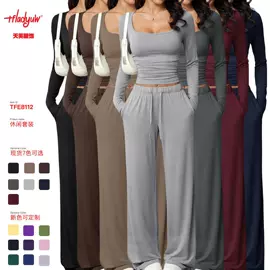 时尚休闲套装;女士家居服;女式T恤