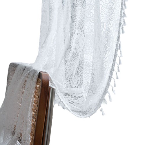 Yimanqiyun Rose Crochet Curtains Translucent American Countryside Hollow Pastoral Living Room Balcony Bedroom Bay Window Literature and Art