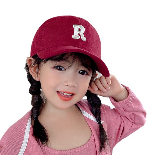 R letter autumn children's hat sunshade boys and girls sun protection children's hat simple trendy parent-child children's baseball cap