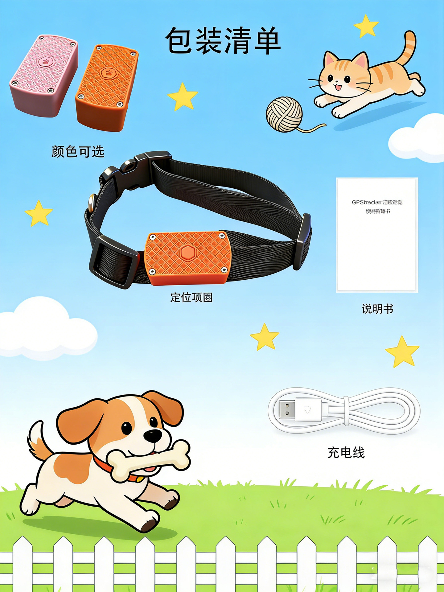 Pet locator, anti-lost device for dogs, GPS collar for tracking cats, waterproof sports tracker, puppy locator