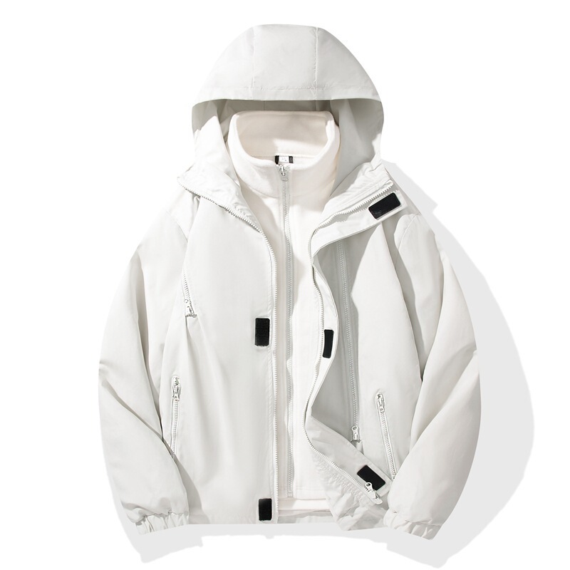 Multi-Zipper New Style Three-In-One Men's Outdoor Jacket Mountain-Style Coat Warm Hooded Waterproof Fleece Lining Multi-Zipper New Style Three-In-One Men's Outdoor Jacket Mountain-Style Coat Warm Hooded Waterproof Fleece Lining