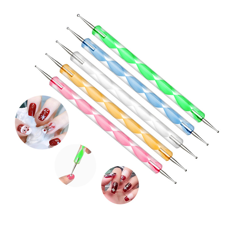 Cross-border double-head drill pen suit nail dot dot dot diamond professional nail art tools dot flower needle factory wholesale