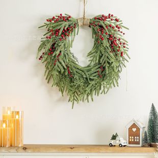 Yunhui Cross-Border Amazon Christmas Pine Leaves and Cypress Leaves Red Fruit Garland Door Hanging Home Decoration Simulated Green Plants
