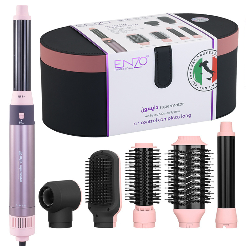 Enzo Cross-Border Best-Selling Multifunctional 6-in-1 Set for Home Use: Straightening and Curling Hairbrush, Hair Suction Curling Iron, Hot Air Comb