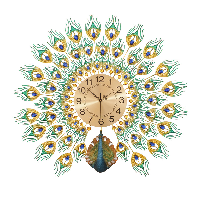 Moda reloj nórdico sala de estar moderno minimalista hogar reloj decorativo montado en la pared Red rojo restaurante creativo Reloj de pared Pavo Real