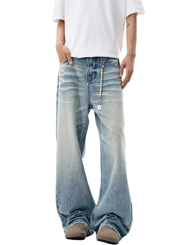 American Cleanfit Combat Bull King Micro-Flared Ice Blue Jeans 2021 m Version Summer Pants